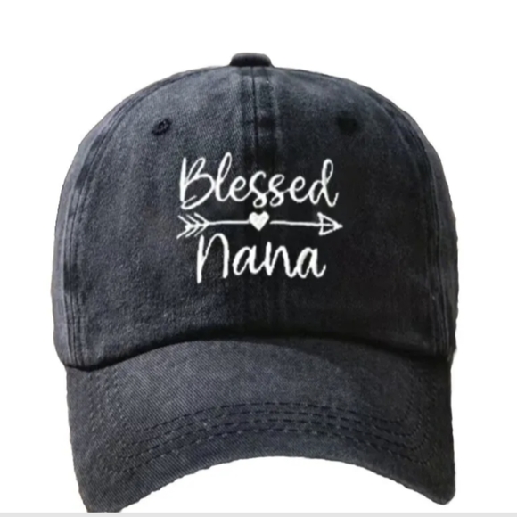 Baseball Cap♥BLESSED NANA Embroidered Vintage Look Black Adjustable NWT - Picture 2 of 11